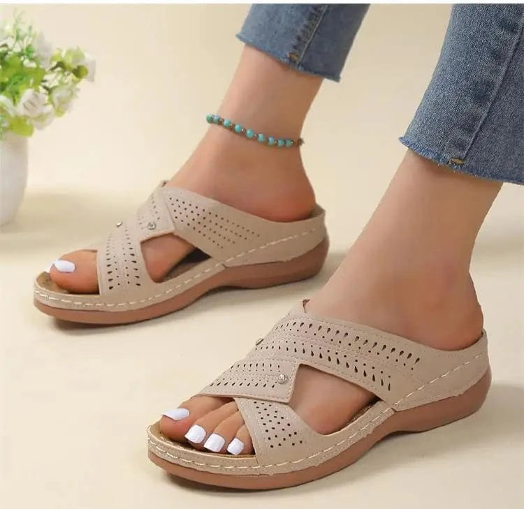 Chausson cuir femme
