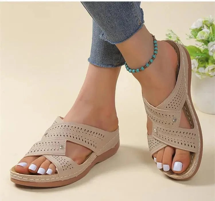 Chausson cuir femme