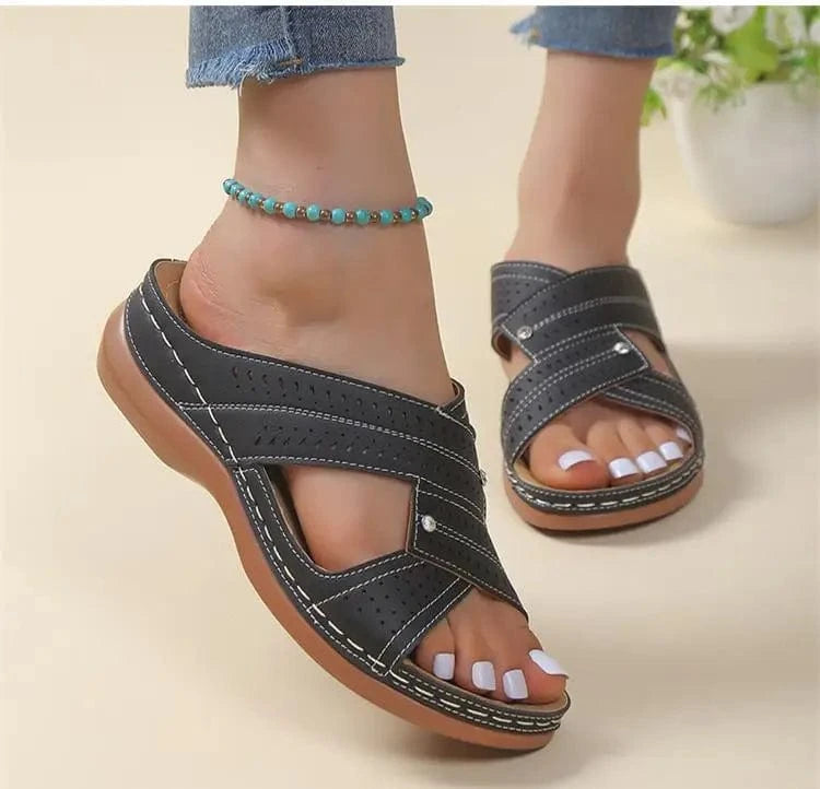 Chausson cuir femme