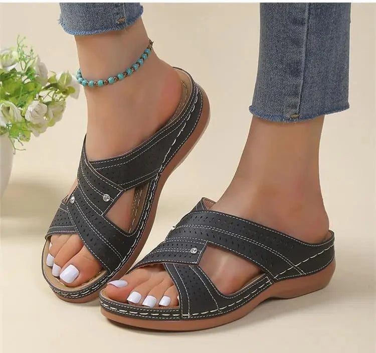 Chausson cuir femme