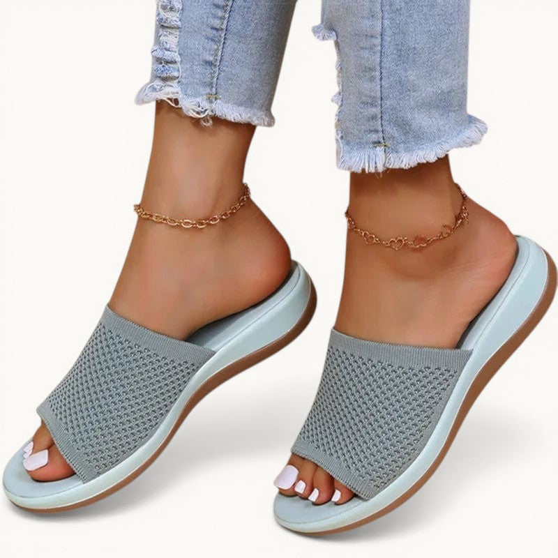 Sandals Women Elastic Force Summer Shoes Women Flat Sandals Casual Indoor Outdoor Slipper Summer Sandals For Beach Zapatos Mujer Light Blue / 42