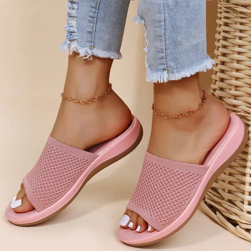 Sandals Women Elastic Force Summer Shoes Women Flat Sandals Casual Indoor Outdoor Slipper Summer Sandals For Beach Zapatos Mujer Pink / 40