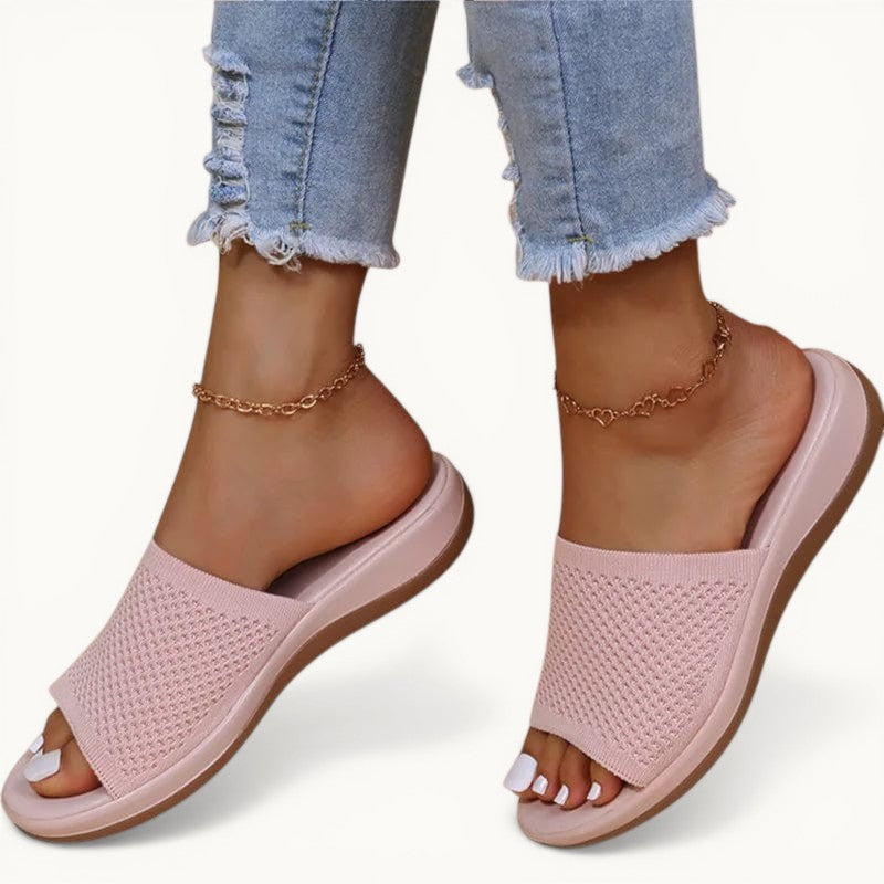 Sandals Women Elastic Force Summer Shoes Women Flat Sandals Casual Indoor Outdoor Slipper Summer Sandals For Beach Zapatos Mujer Light Pink / 43