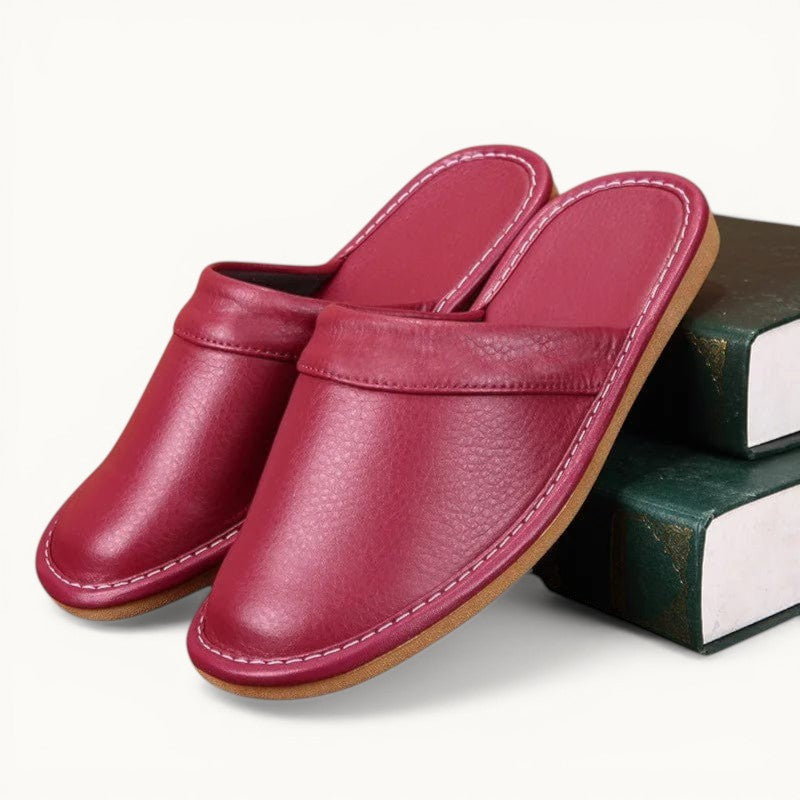 Affordable PU Leather Slipper Men's Home Shoes Winter Waterproof Slippers Unisex Indoor Shoes Room Guest Slipper Man Flip Flops Rosy / CN 41-42