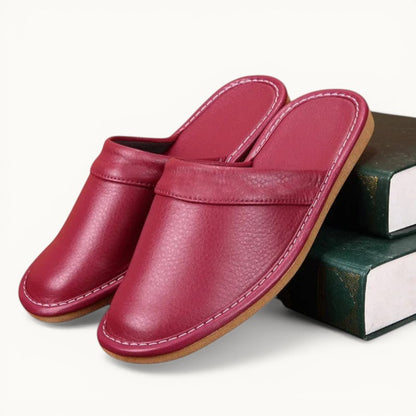 Affordable PU Leather Slipper Men's Home Shoes Winter Waterproof Slippers Unisex Indoor Shoes Room Guest Slipper Man Flip Flops Rosy / CN 41-42