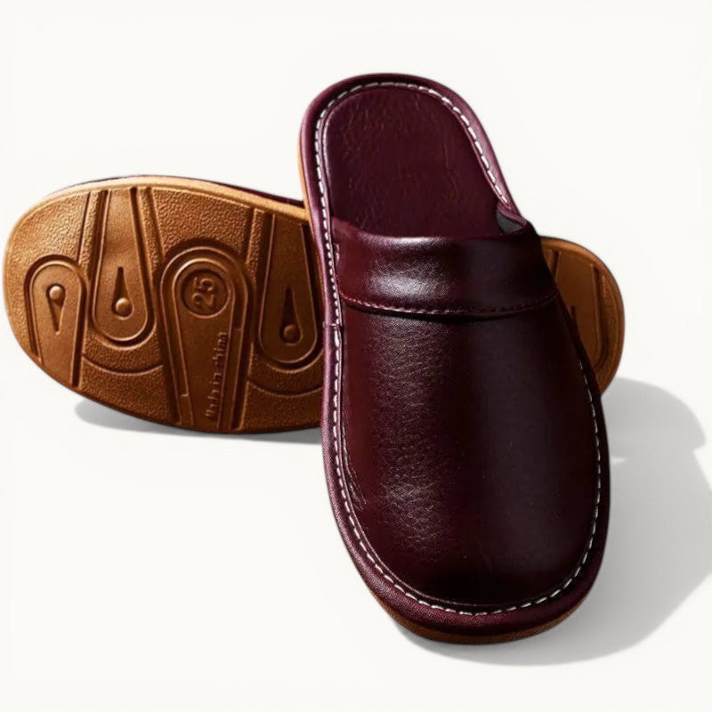 Affordable PU Leather Slipper Men's Home Shoes Winter Waterproof Slippers Unisex Indoor Shoes Room Guest Slipper Man Flip Flops