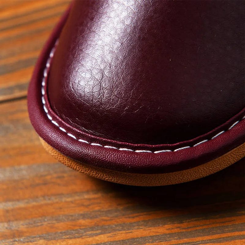 Affordable PU Leather Slipper Men's Home Shoes Winter Waterproof Slippers Unisex Indoor Shoes Room Guest Slipper Man Flip Flops