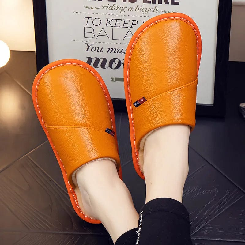 Chausson en cuir hiver Orange / 35-36