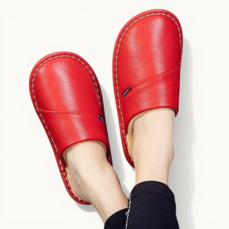 Chausson en cuir hiver Rouge / 35-36