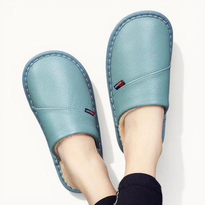 Chausson en cuir hiver Bleu / 35-36