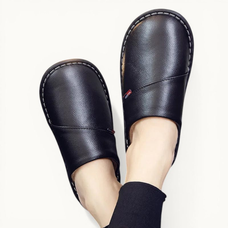 Chausson en cuir hiver Noir / 35-36