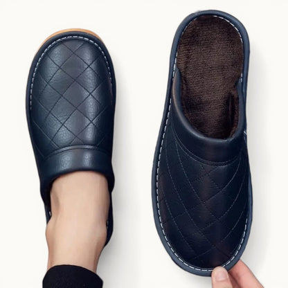 Chausson en Cuir Polaire Bleu marine / 35-36