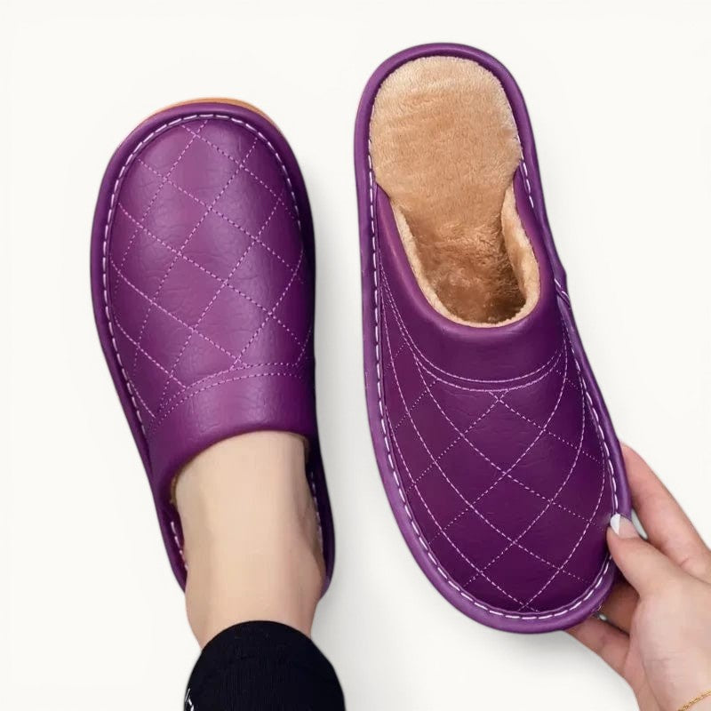 Chausson en Cuir Polaire Violet / 35-36