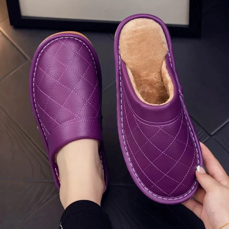 Chausson en Cuir Polaire Violet / 35-36