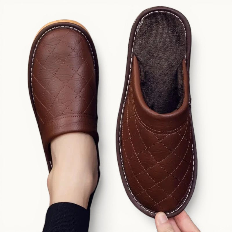 Chausson en Cuir Polaire Marron / 35-36