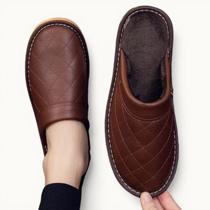 Chausson en Cuir Polaire Marron / 35-36