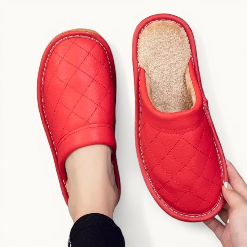 Chausson en Cuir Polaire Rouge / 39-40