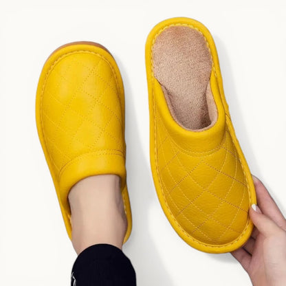 Chausson en Cuir Polaire Jaune / 43-44