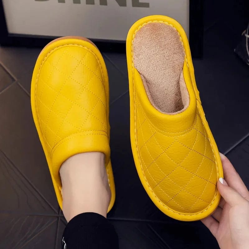 Chausson en Cuir Polaire Jaune / 43-44