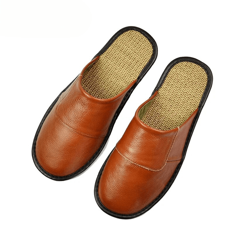 Chausson en cuir pour homme Camel / 39-40