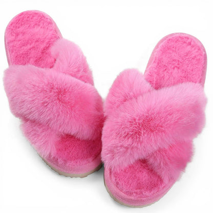Chausson en Fourrure Rose fluo / 36-37