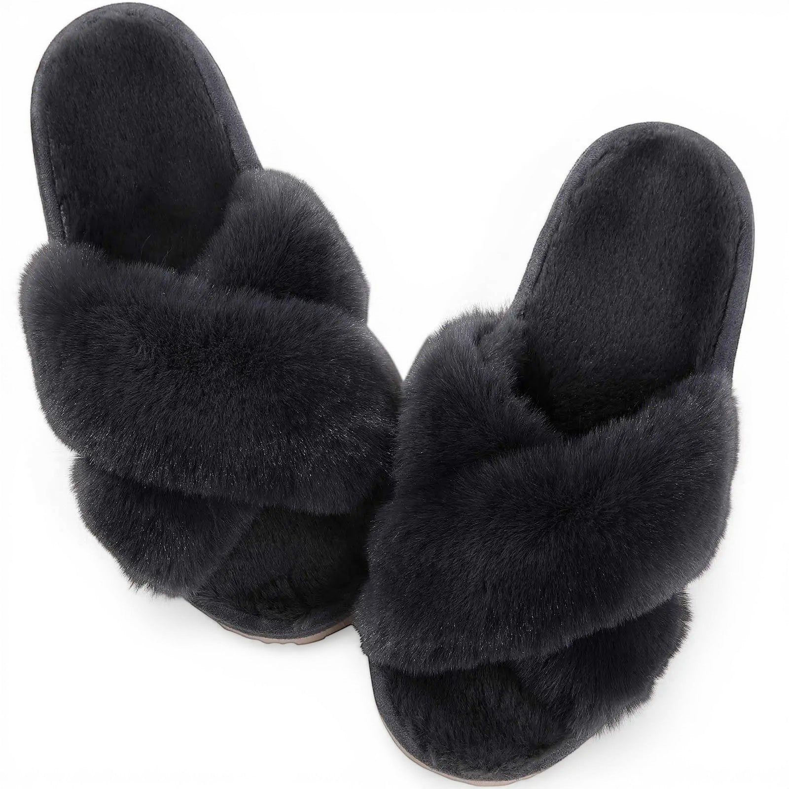 Chausson en Fourrure Gris foncé / 36-37