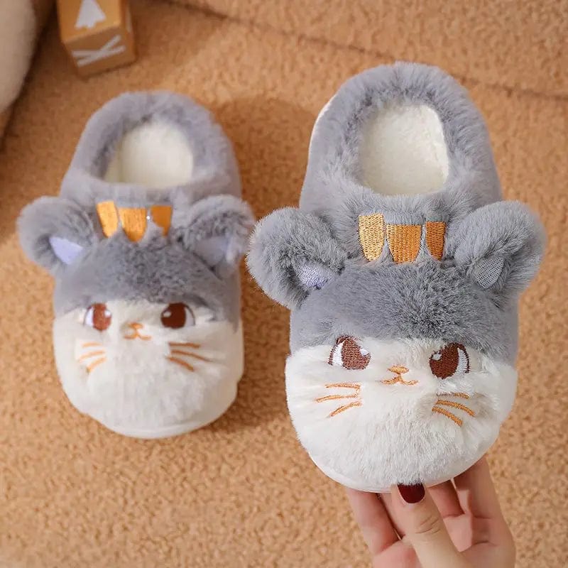 Chausson Enfant Chat Kawaii Gris / 34-35