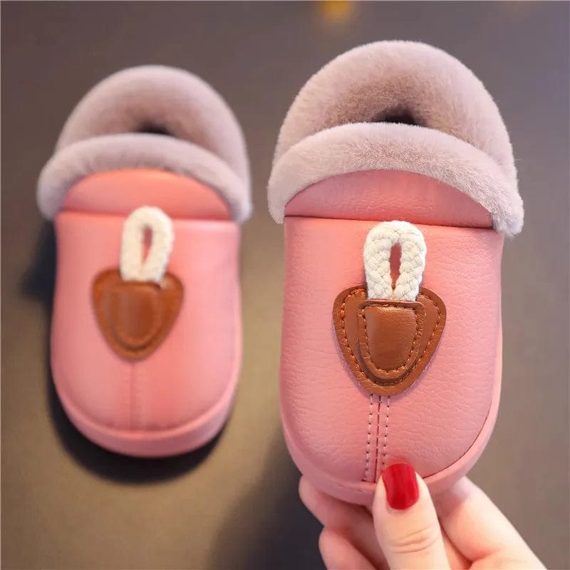 Chausson Enfant en Cuir PU Rose foncé / 19