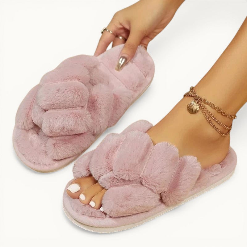 Chausson femme fourrure Rose / 36-37