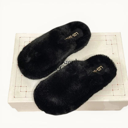 Chausson femme fourrure Noir / 34-35