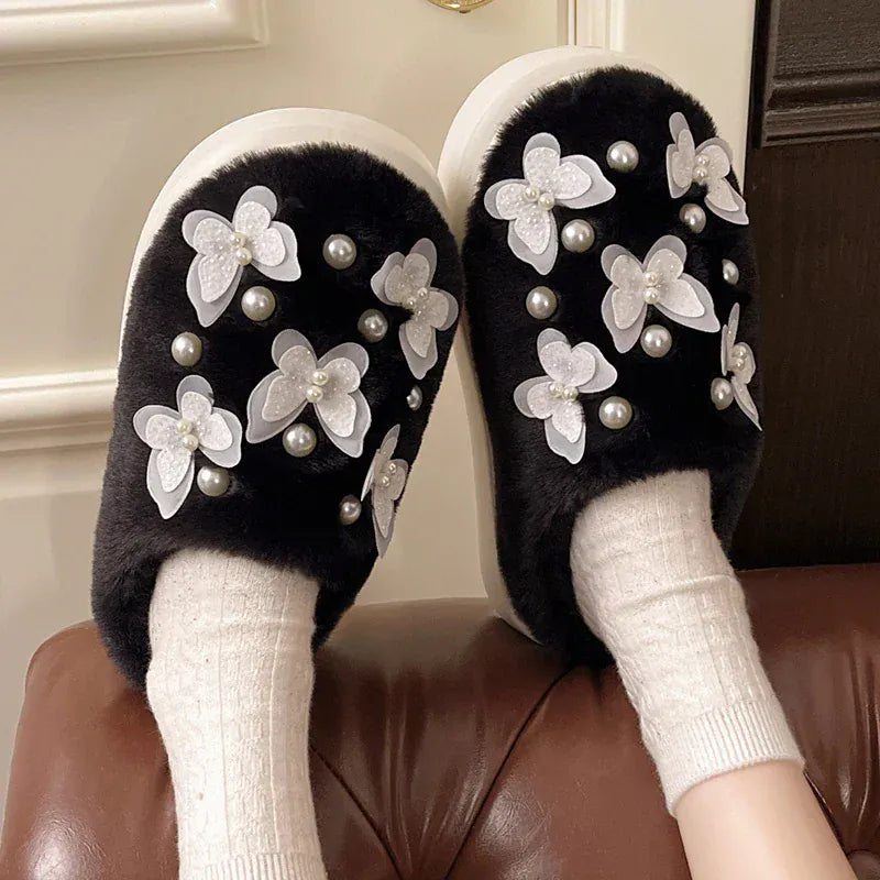 Chausson femme fourrure -  Papillon