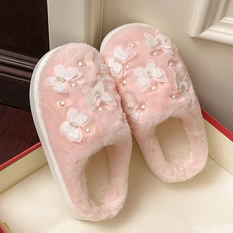 Chausson femme fourrure -  Papillon