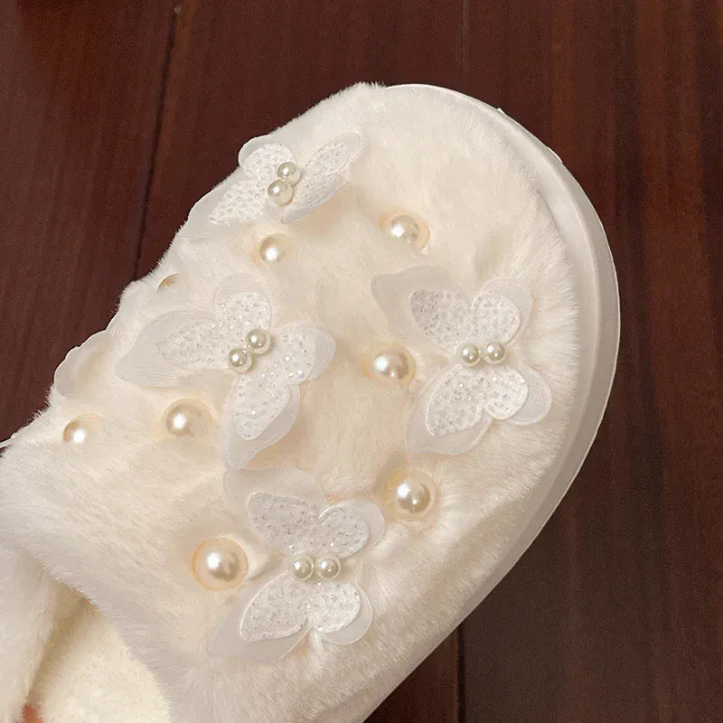 Chausson femme fourrure -  Papillon