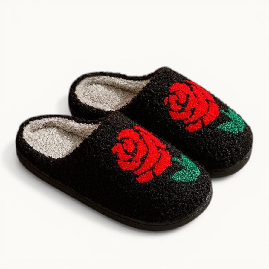 Chausson Fleur Rose Noir / 36-37