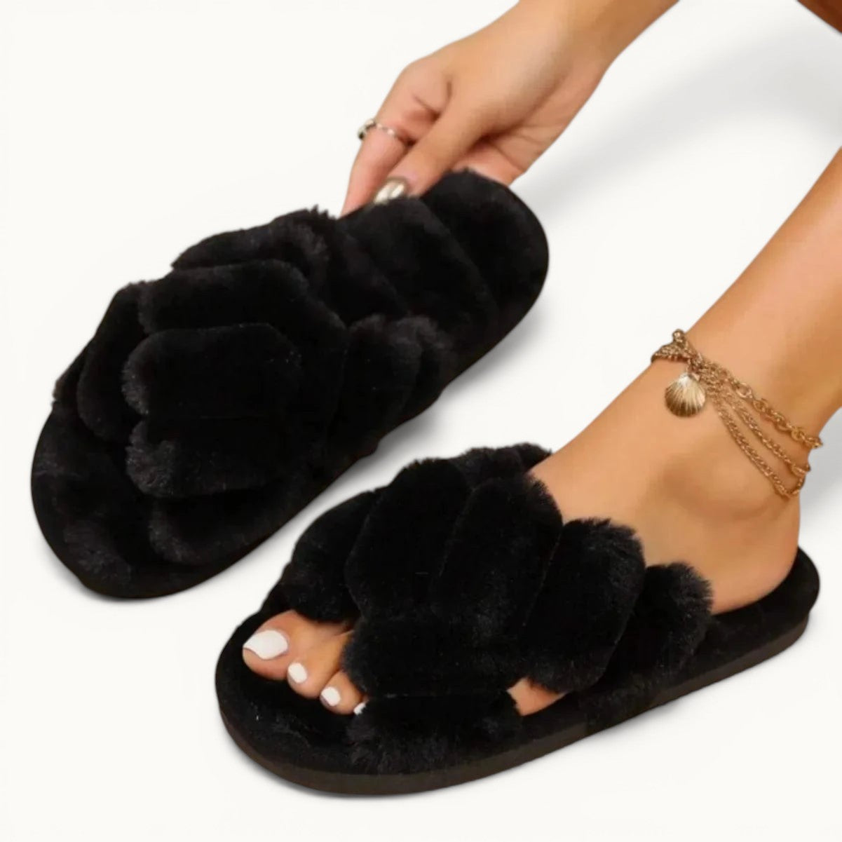 Chausson fourrure Noir / 36-37