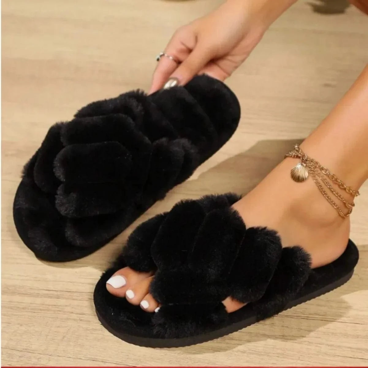 Chausson fourrure Noir / 36-37