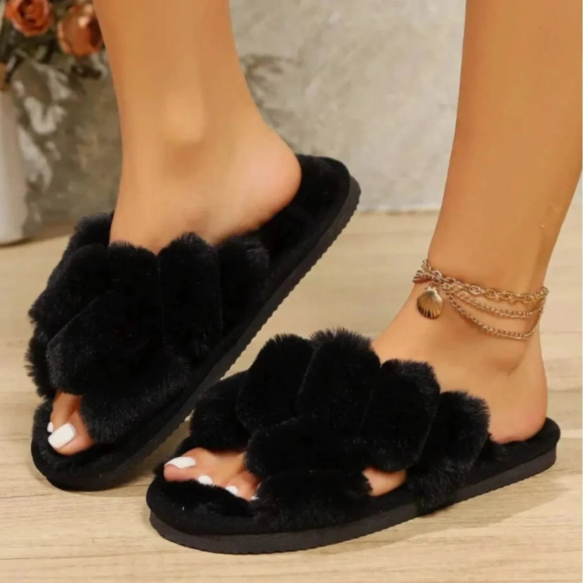 Chausson fourrure
