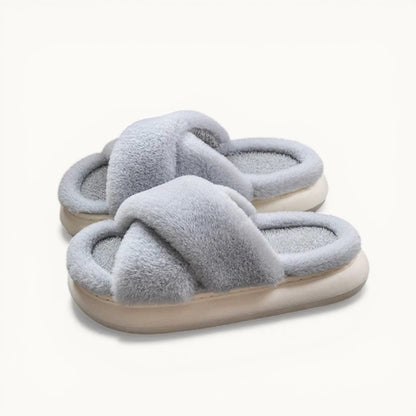 Chausson Fourrure Fluffy Bleu / 35-36