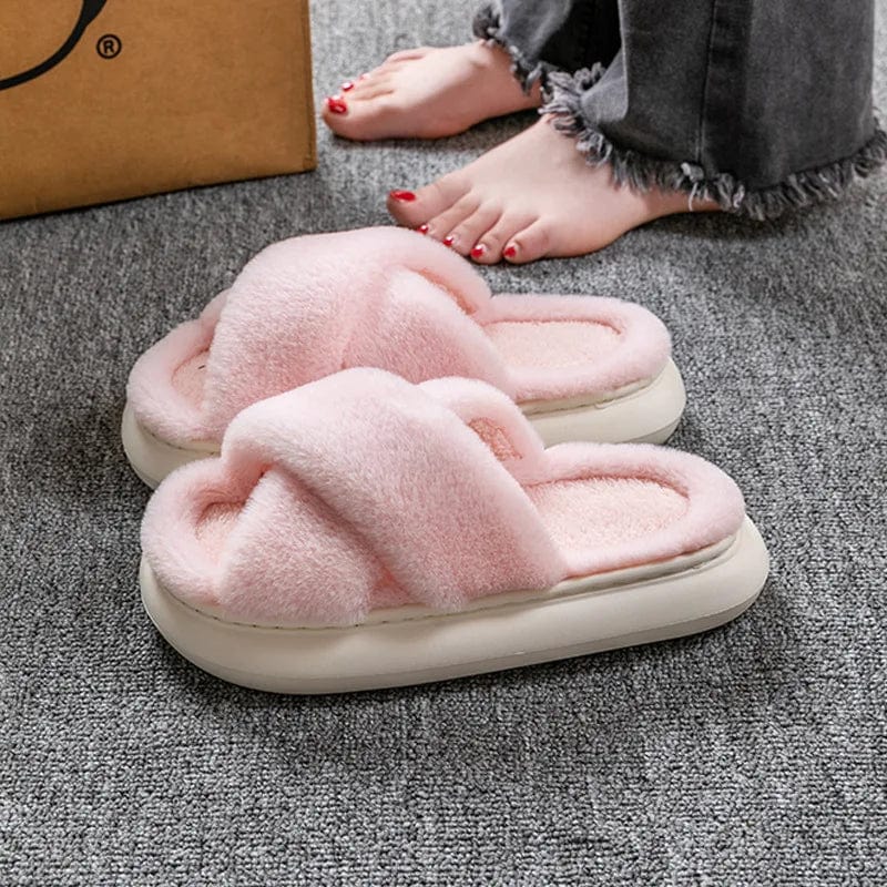 Chausson Fourrure Fluffy Rose / 35-36