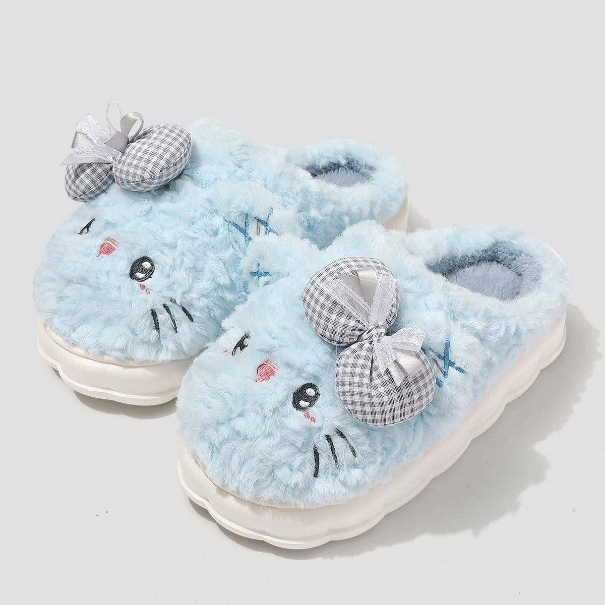 Chausson mignon chat Bleu / 35-36