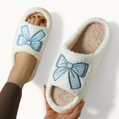 Chausson moumoute femme - Noeud Blanc / 35-36
