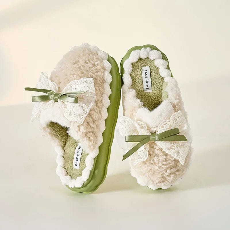 Chausson Moumoute Kawaii Blanc/Vert / 35-36