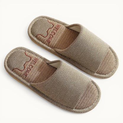 Chausson Ouvert en Lin Marron foncé / 39-40