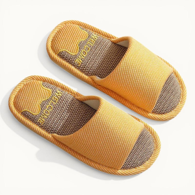 Chausson Ouvert en Lin Jaune / 35-36