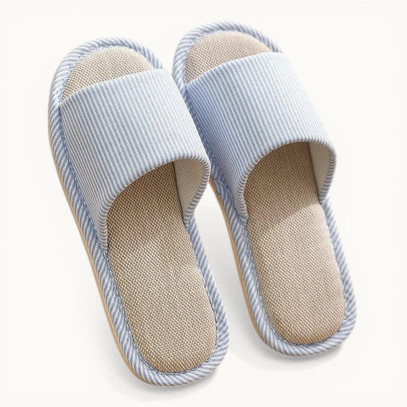 Chausson Ouvert en Lin Bleu / 35-36
