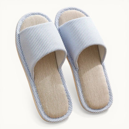 Chausson Ouvert en Lin Bleu / 35-36