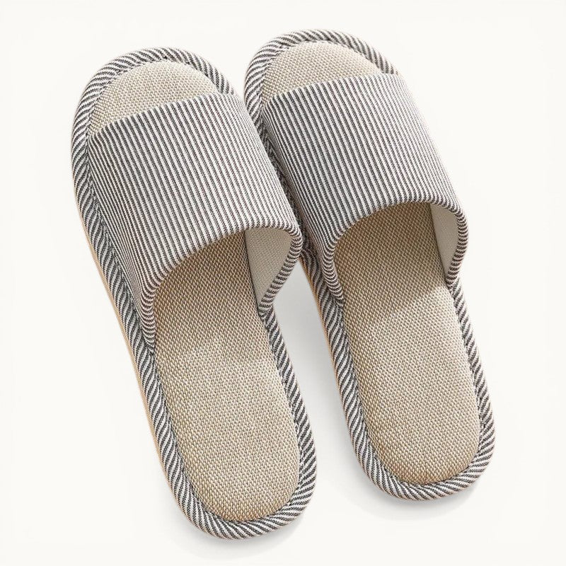 Chausson Ouvert en Lin Marron / 39-40