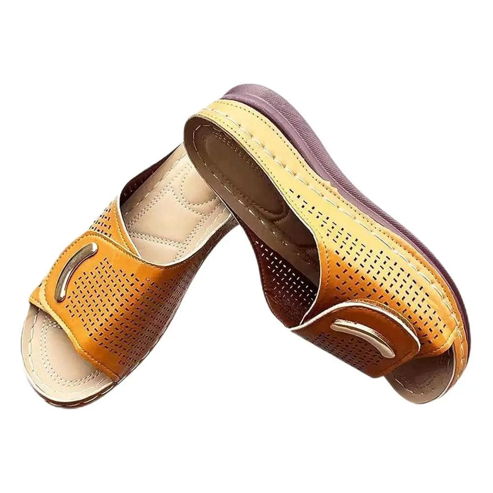 Peep Toe Hollow Out Orthopedic Slippers Summer Women's Orthopedic Wedge Slipper Casual Platform Open Toe Sandals for Women Brown / 37 / france