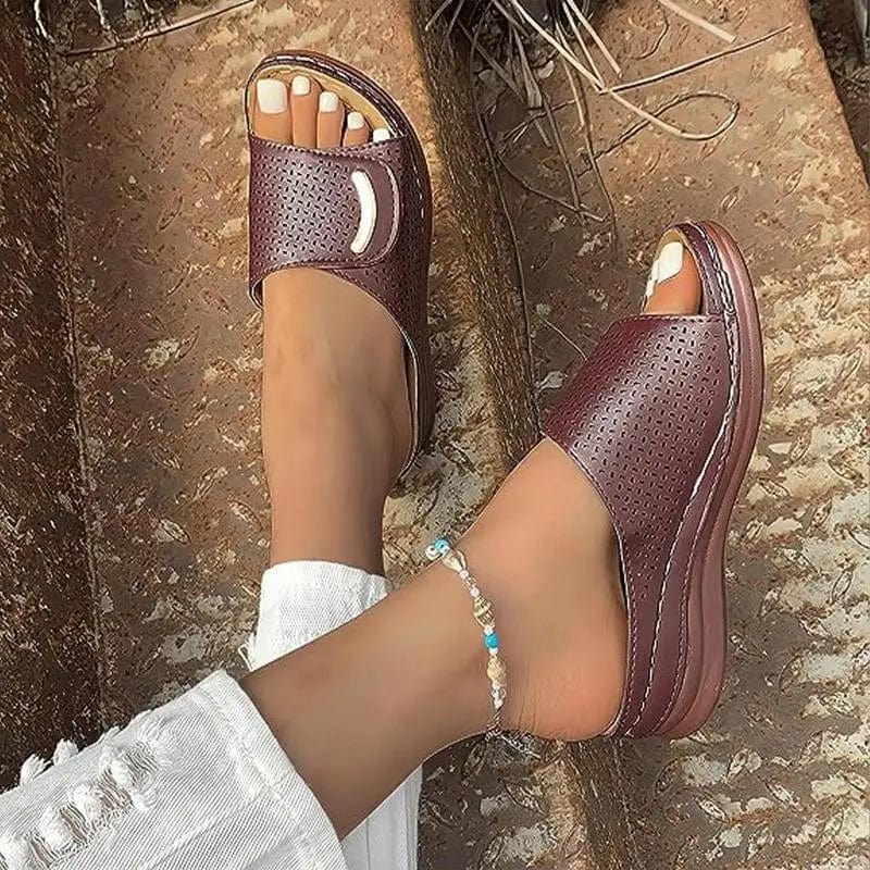 Peep Toe Hollow Out Orthopedic Slippers Summer Women's Orthopedic Wedge Slipper Casual Platform Open Toe Sandals for Women