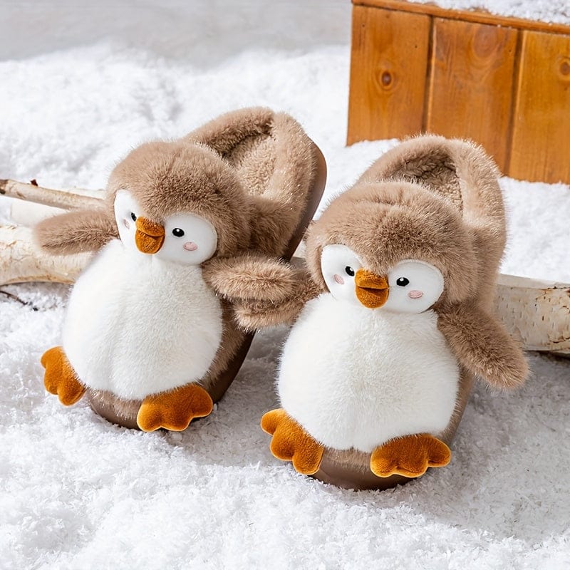 Chausson peluche - Pinguin Marron / 34-35